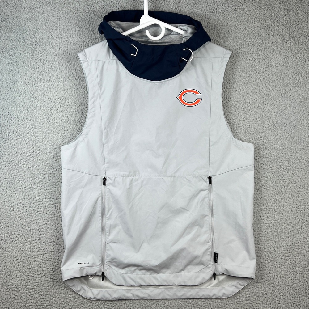 Nike Shield Chicago Bears NFL Onfield Hooded Vest Mens Medium Gray Pullover